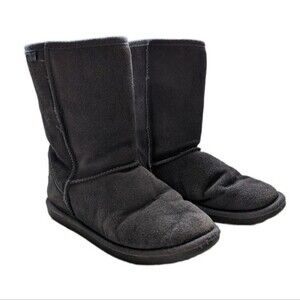 Minnetonka Suede Sheepskin & Wool Olympia Short Boots Gray 8